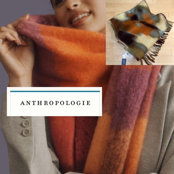 New Anthropologie Recycled Blanket Scarf, 17" X 86"   PG1475 - Picture 1 of 3